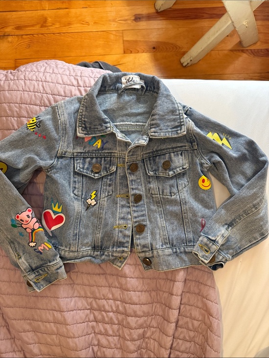 Lola + The Boys Other - Lola + The Boys Light Blue Denim Jacket with Colorful Patches